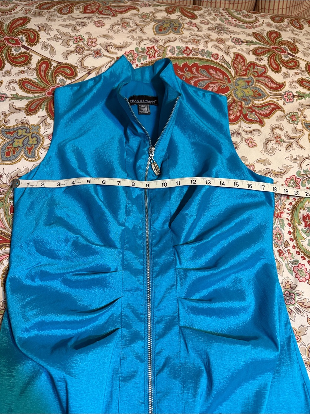 FRANK LYMAN Sleeveless “Lovely Dress” Front Zip Side Ruching - Picture 7 of 9